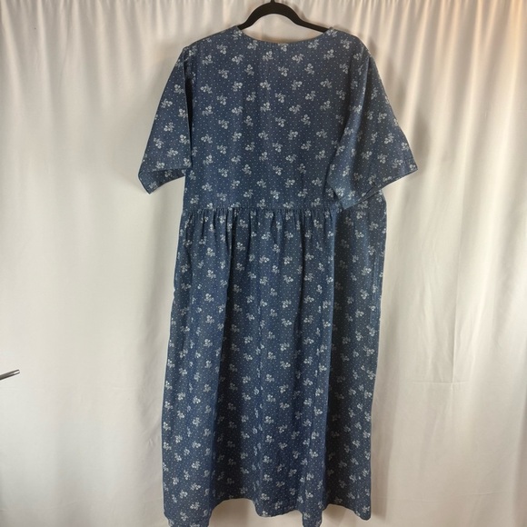 Woman Within Floral Short-Sleeve Denim Dress Size:16W Medium Stonewash Modest - Picture 11 of 13